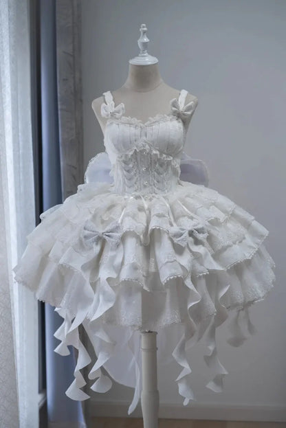 Sweet Lolita Suspender Dress – Short Flower JSK for Weddings & Special Occasions
