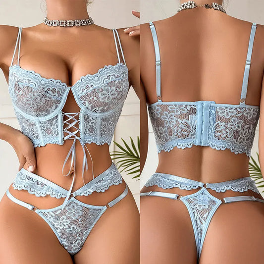 Elegant Plus Size Floral Bra Set – Push-Up Support & Delicate Lace