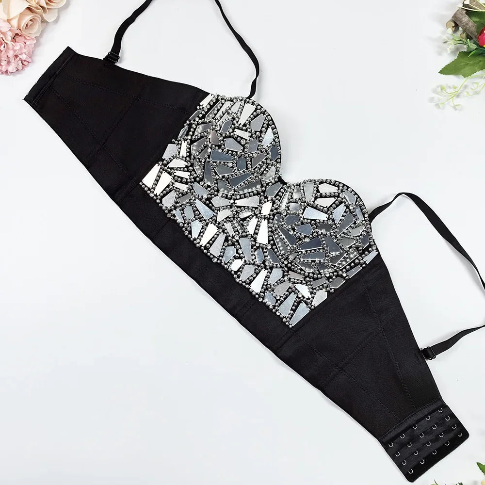 High-End Sequin Glass Piece Bustier – Women’s Party & Stage Outerwear