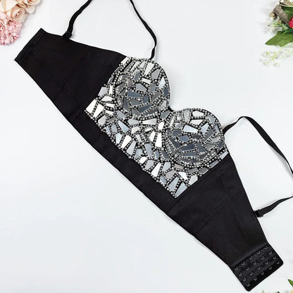High-End Sequin Glass Piece Bustier – Women’s Party & Stage Outerwear