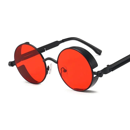 Vintage Steampunk Round Sunglasses – Unisex Metal Frame UV400 Designer-Inspired Retro Shades
