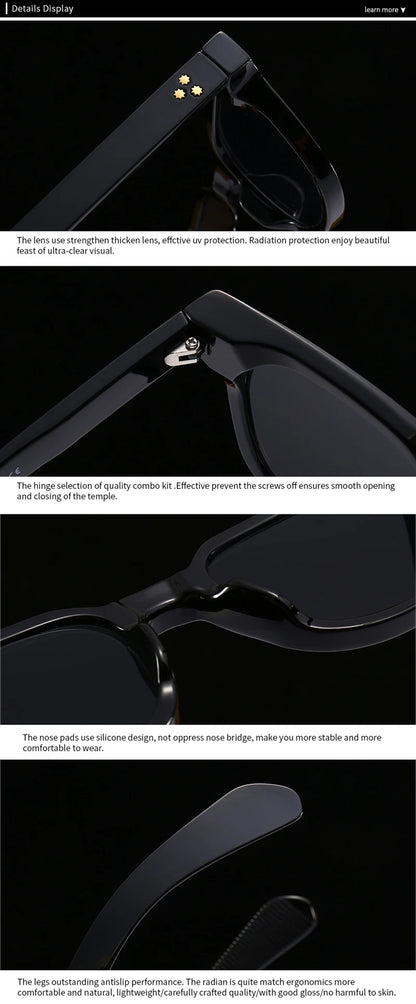 SHAUNA Unisex Retro Rivet Sunglasses – Square Frame Green UV400 Protection
