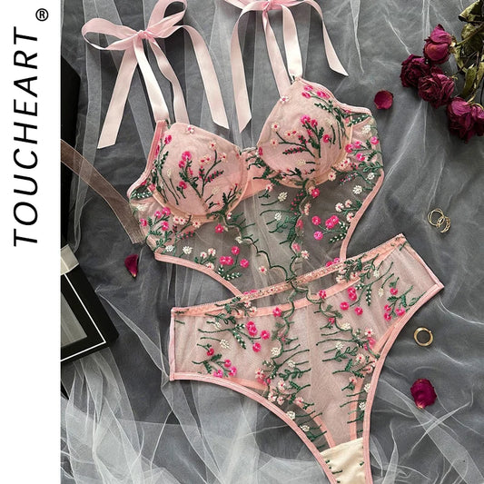 Elegant & Sexy Lingerie Set – Women’s Lace Bra with Matching Thong