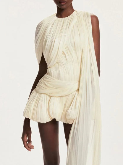 Elegant High Waist Mesh Panel Dress – Sleek Minimalist Style