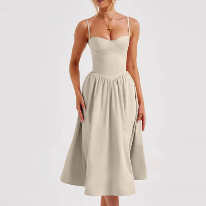 Sexy Sleeveless A-Line Dress for Women – Mid-Length Feminine Summer Style