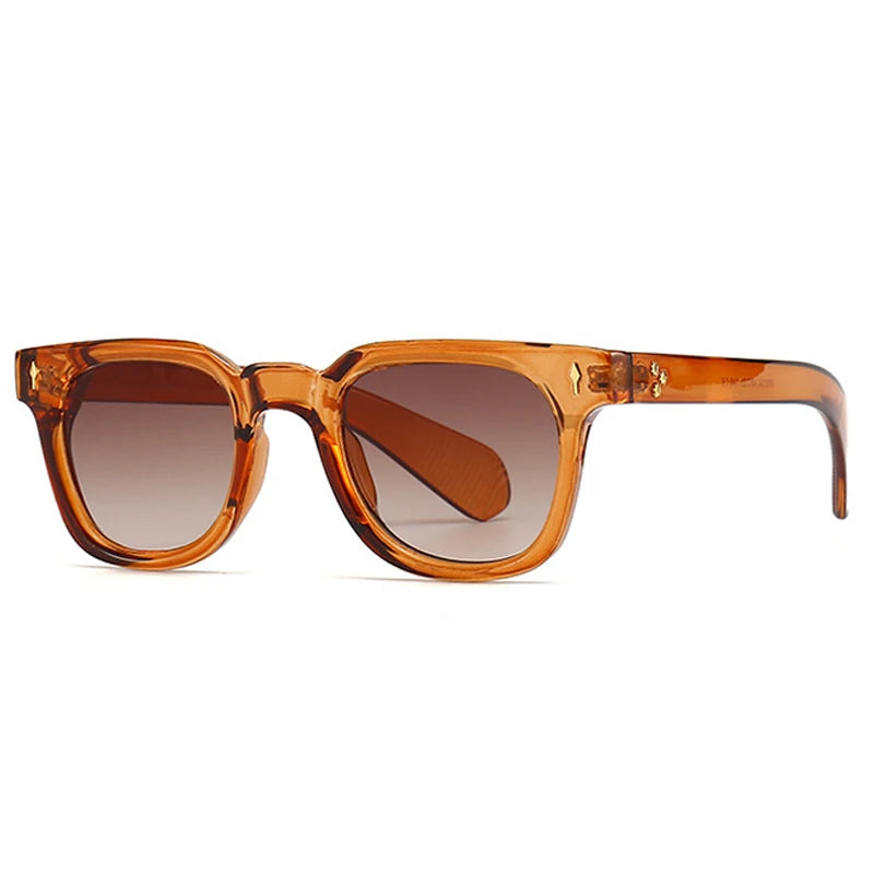 SHAUNA Unisex Retro Rivet Sunglasses – Square Frame Green UV400 Protection