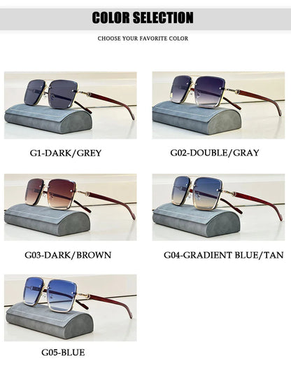 Retro Square Designer Sunglasses for Men – Wooden Frame Sun Lentes