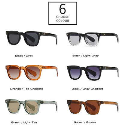 SHAUNA Unisex Retro Rivet Sunglasses – Square Frame Green UV400 Protection