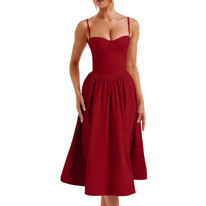 Sexy Sleeveless A-Line Dress for Women – Mid-Length Feminine Summer Style