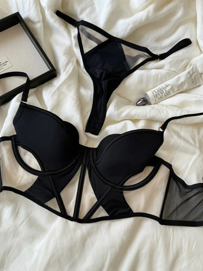 Elegant French Lace Bra – Sexy Fishbone Big Chest Gathering Mesh Underwear