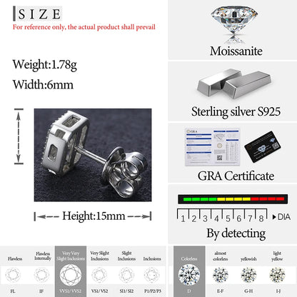 Brilliant Round Moissanite Earrings – Sterling Silver Studs, Dazzling Gift for Him or Her