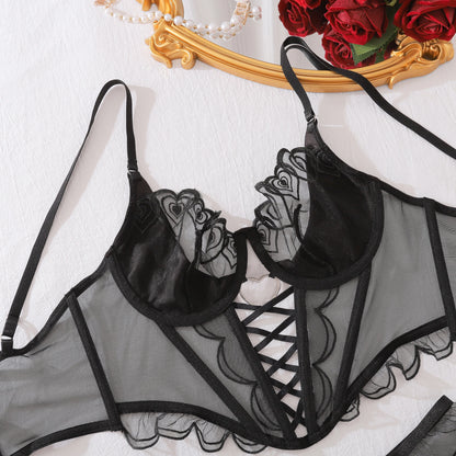 Elegant Erotic Mesh Lingerie – 2-Piece Bra & Pant Set for Women