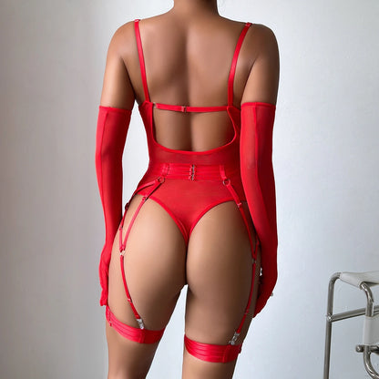 Erotic Lace Garter Bodysuit – See Through Clubwear for Women