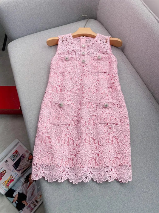 Crystal Petal – Elegant Sleeveless Tank Dress