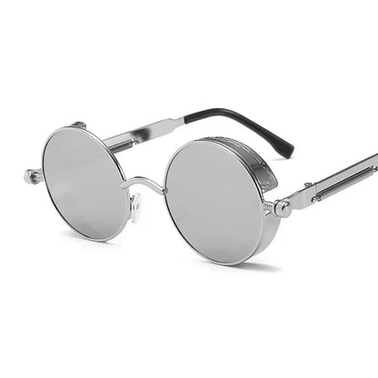 Vintage Steampunk Round Sunglasses – Unisex Metal Frame UV400 Designer-Inspired Retro Shades