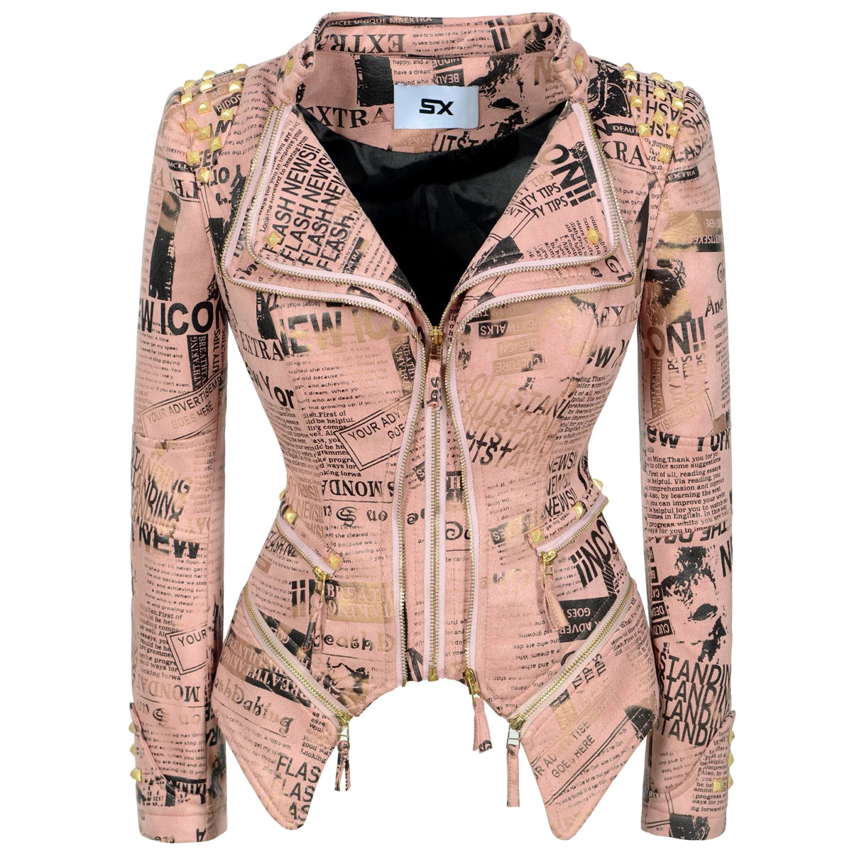 Women's Punk Style Cropped Denim Jacket – SX Rivet Moto Windbreaker