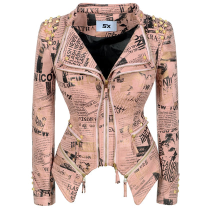 Women's Punk Style Cropped Denim Jacket – SX Rivet Moto Windbreaker