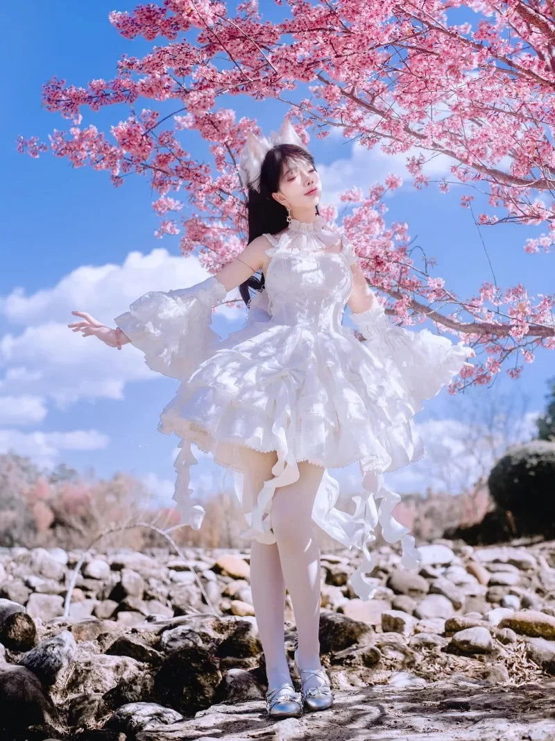 Sweet Lolita Suspender Dress – Short Flower JSK for Weddings & Special Occasions