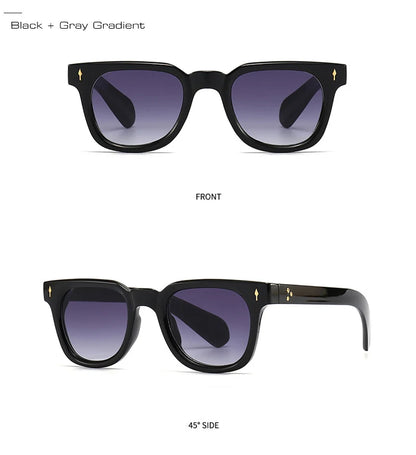 SHAUNA Unisex Retro Rivet Sunglasses – Square Frame Green UV400 Protection