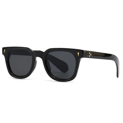 SHAUNA Unisex Retro Rivet Sunglasses – Square Frame Green UV400 Protection