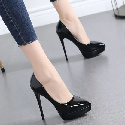 Elegant Nude Pointed Toe High Heels – Versatile Waterproof Design