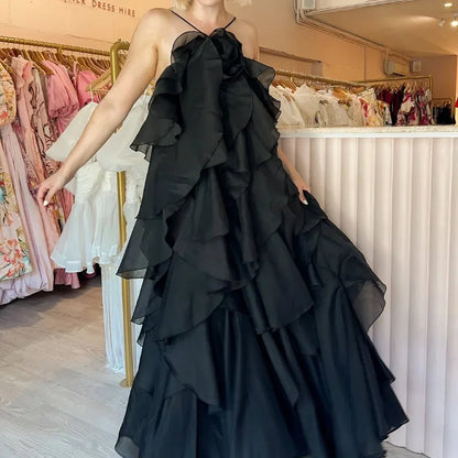 Women’s Sleeveless Pleated Tube Dress – 3D Flower Draped Evening Party Dress