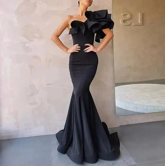 Luxury Satin Mermaid Prom Dress – One Shoulder Elegance