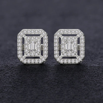 Brilliant Round Moissanite Earrings – Sterling Silver Studs, Dazzling Gift for Him or Her