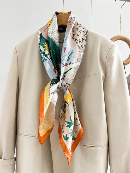 Luxury Silk Twill Scarf 90 – Hand-Rolled Designer Mulberry Silk for Women