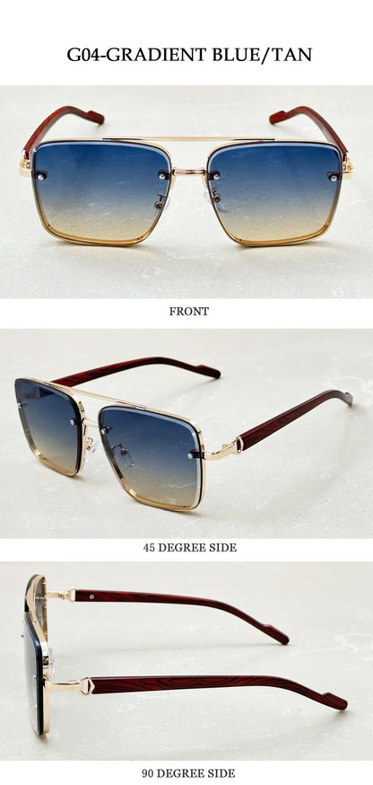 Retro Square Designer Sunglasses for Men – Wooden Frame Sun Lentes