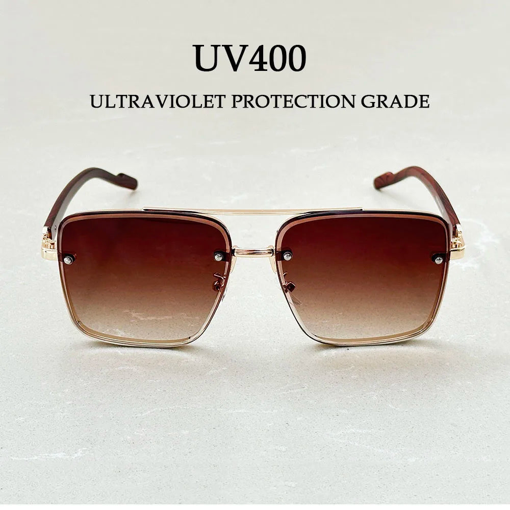 Retro Square Designer Sunglasses for Men – Wooden Frame Sun Lentes