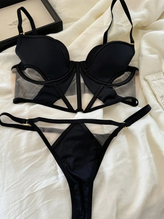 Elegant French Lace Bra – Sexy Fishbone Big Chest Gathering Mesh Underwear