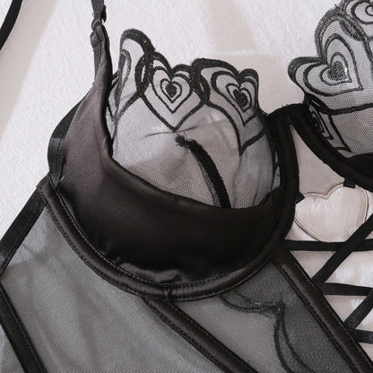 Elegant Erotic Mesh Lingerie – 2-Piece Bra & Pant Set for Women