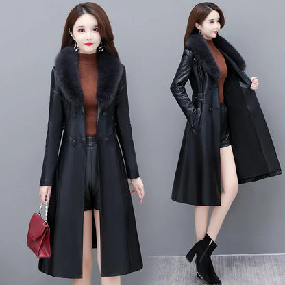 Floed Thier Autumn Winter PU Leather Jacket – Slim-Fit Motorcycle Fashion for Women