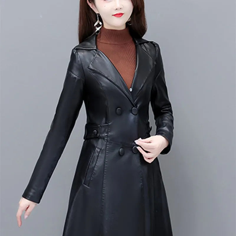 Floed Thier Autumn Winter PU Leather Jacket – Slim-Fit Motorcycle Fashion for Women