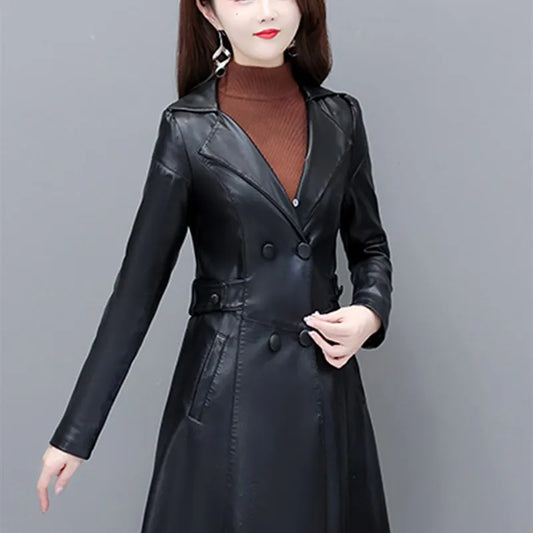 Floed Thier Autumn Winter PU Leather Jacket – Slim-Fit Motorcycle Fashion for Women