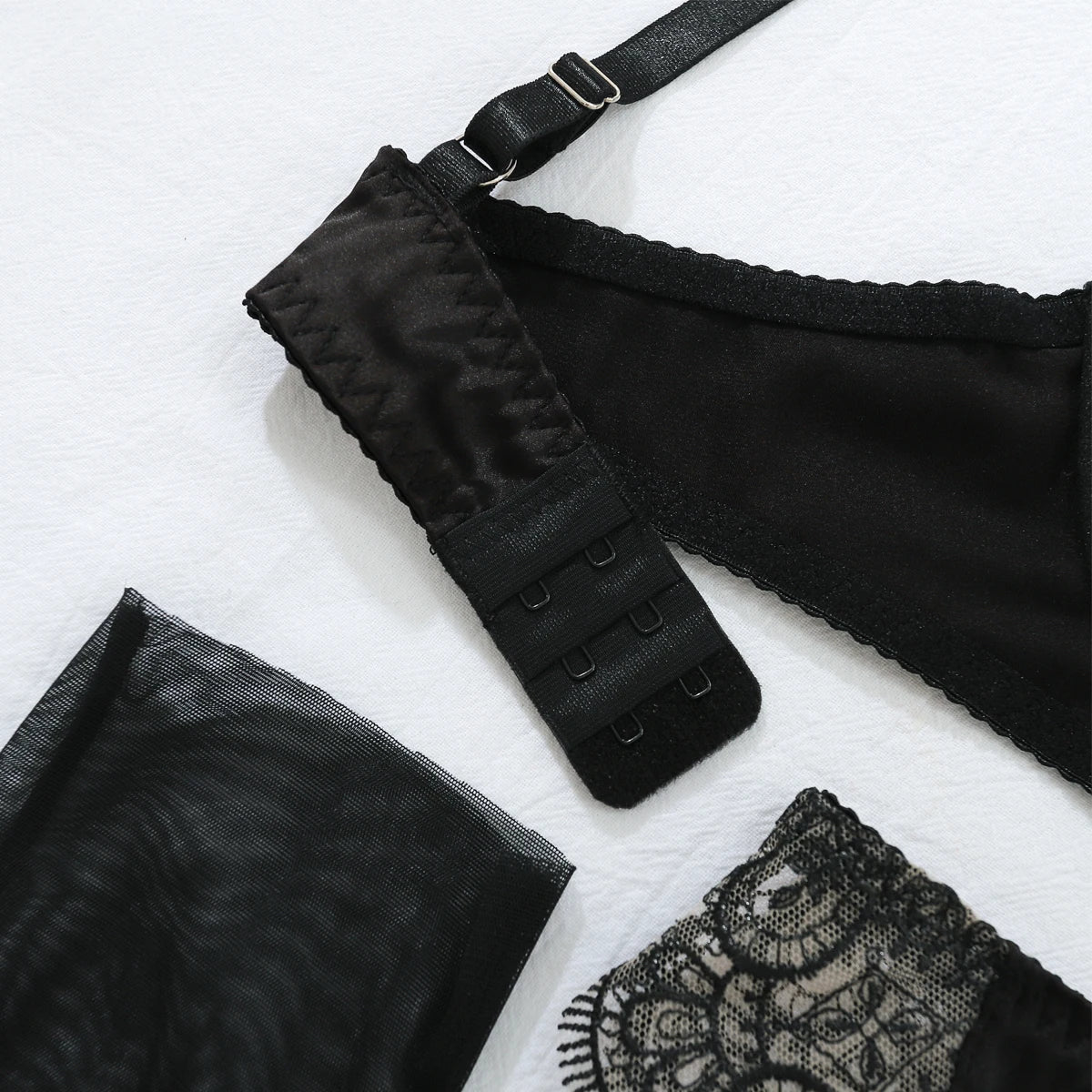 Ellolace Lace Sexy Lingerie Set With Long Glove Attractive Chest Suspenders Ensemble Lingeries Femmes Delicate Lace Underwear