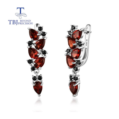 Natural Mozambique Garnet Drop Earrings – 925 Sterling Silver Elegance