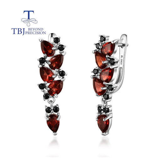 Natural Mozambique Garnet Drop Earrings – 925 Sterling Silver Elegance