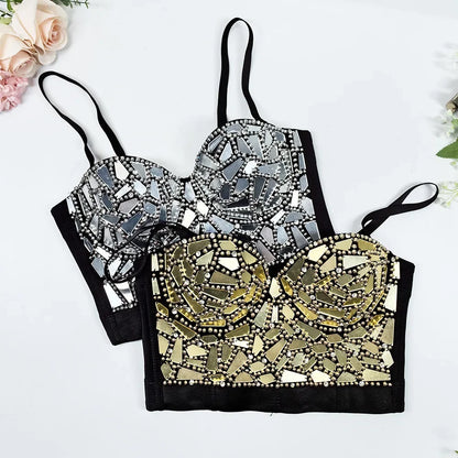 High-End Sequin Glass Piece Bustier – Women’s Party & Stage Outerwear