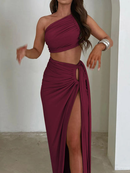 Trendy Vacation Co-Ord Set – Dulzura Sleeveless Top & Long Skirt Matching Outfit