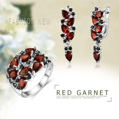 Natural Mozambique Garnet Drop Earrings – 925 Sterling Silver Elegance