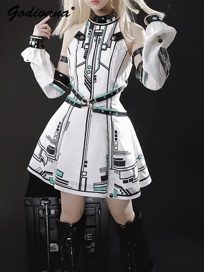 Cool Subculture Rabbit Ear Dress – Gothic Lolita Short Tank Dress for Cosplay