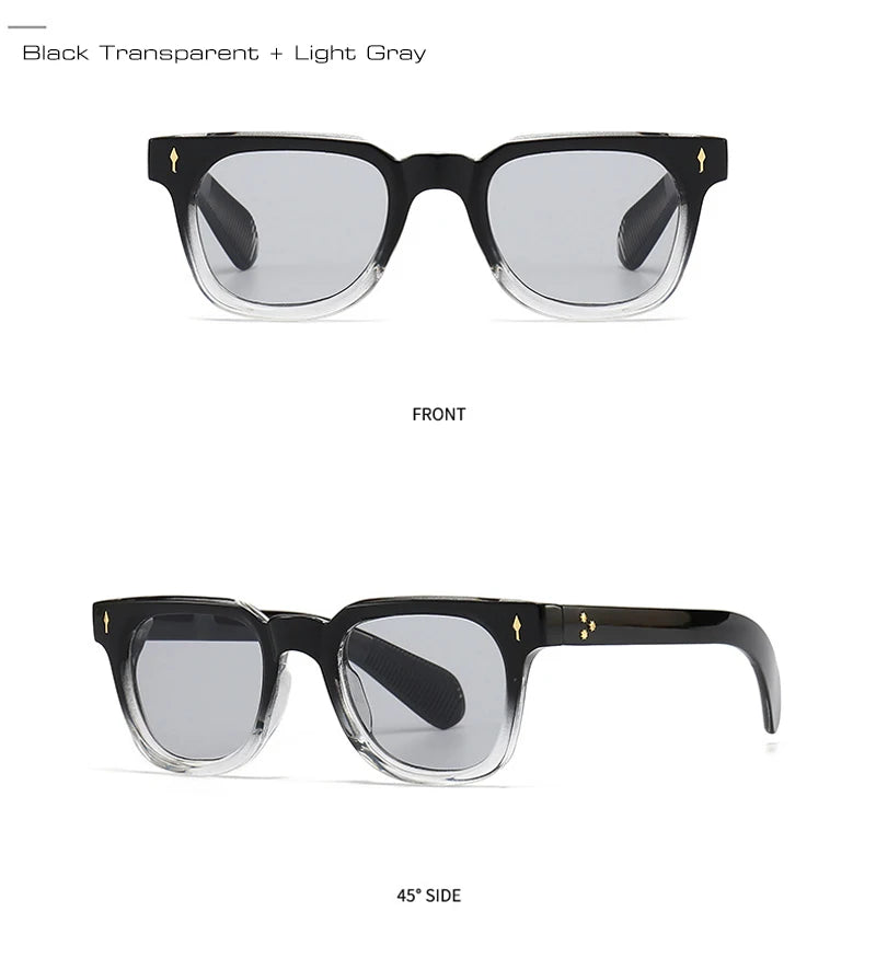 SHAUNA Unisex Retro Rivet Sunglasses – Square Frame Green UV400 Protection