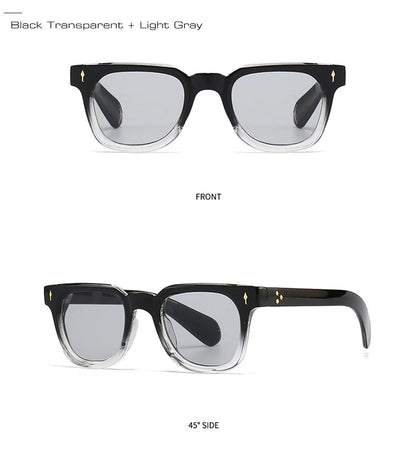 SHAUNA Unisex Retro Rivet Sunglasses – Square Frame Green UV400 Protection