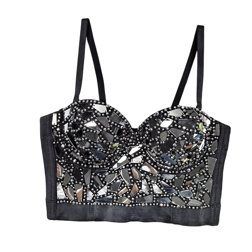 High-End Sequin Glass Piece Bustier – Women’s Party & Stage Outerwear