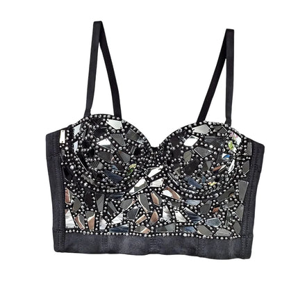High-End Sequin Glass Piece Bustier – Women’s Party & Stage Outerwear