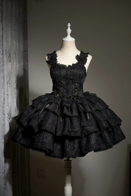 Sweet Lolita Suspender Dress – Short Flower JSK for Weddings & Special Occasions