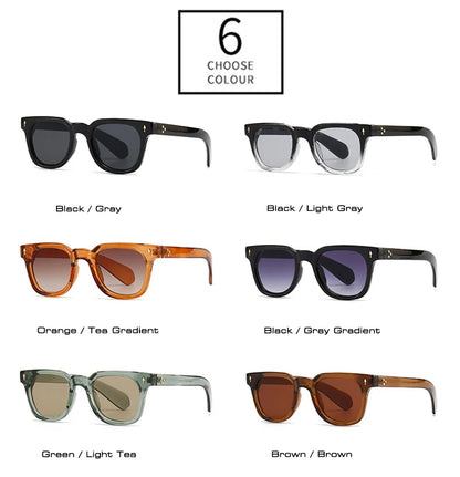 SHAUNA Unisex Retro Rivet Sunglasses – Square Frame Green UV400 Protection