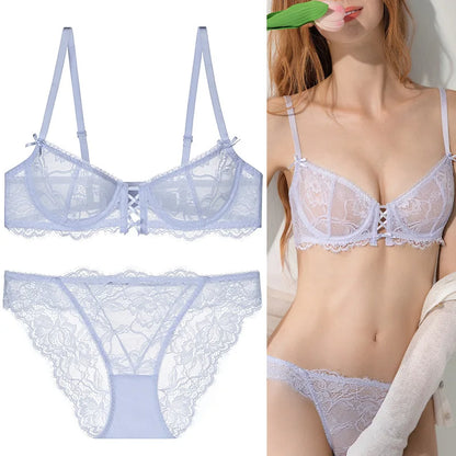 Logirlve Ultra-Thin Lace Lingerie Set – Hollowed-Out Push-Up Bra & Panty for Women